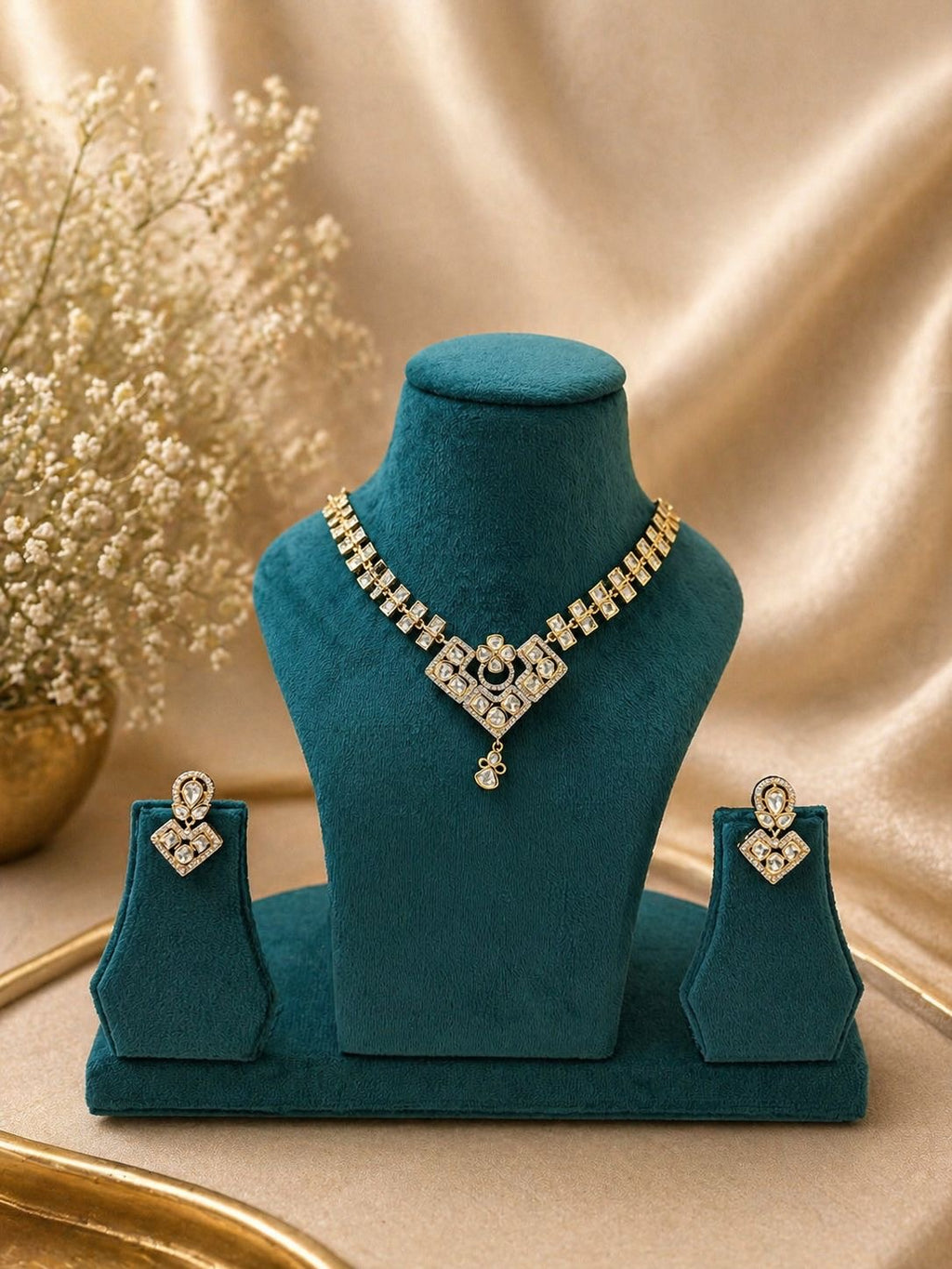 Geometric Polki Necklace Set