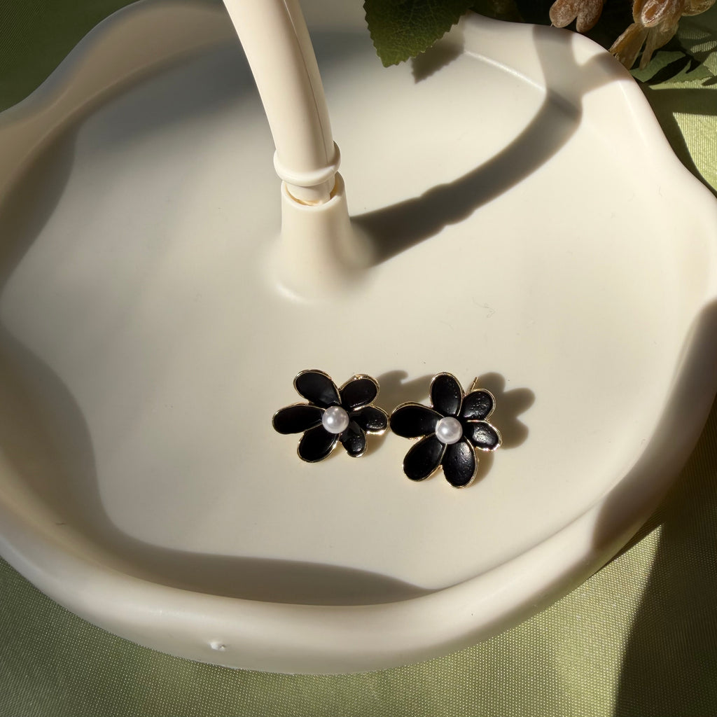 Black Flower Earrings