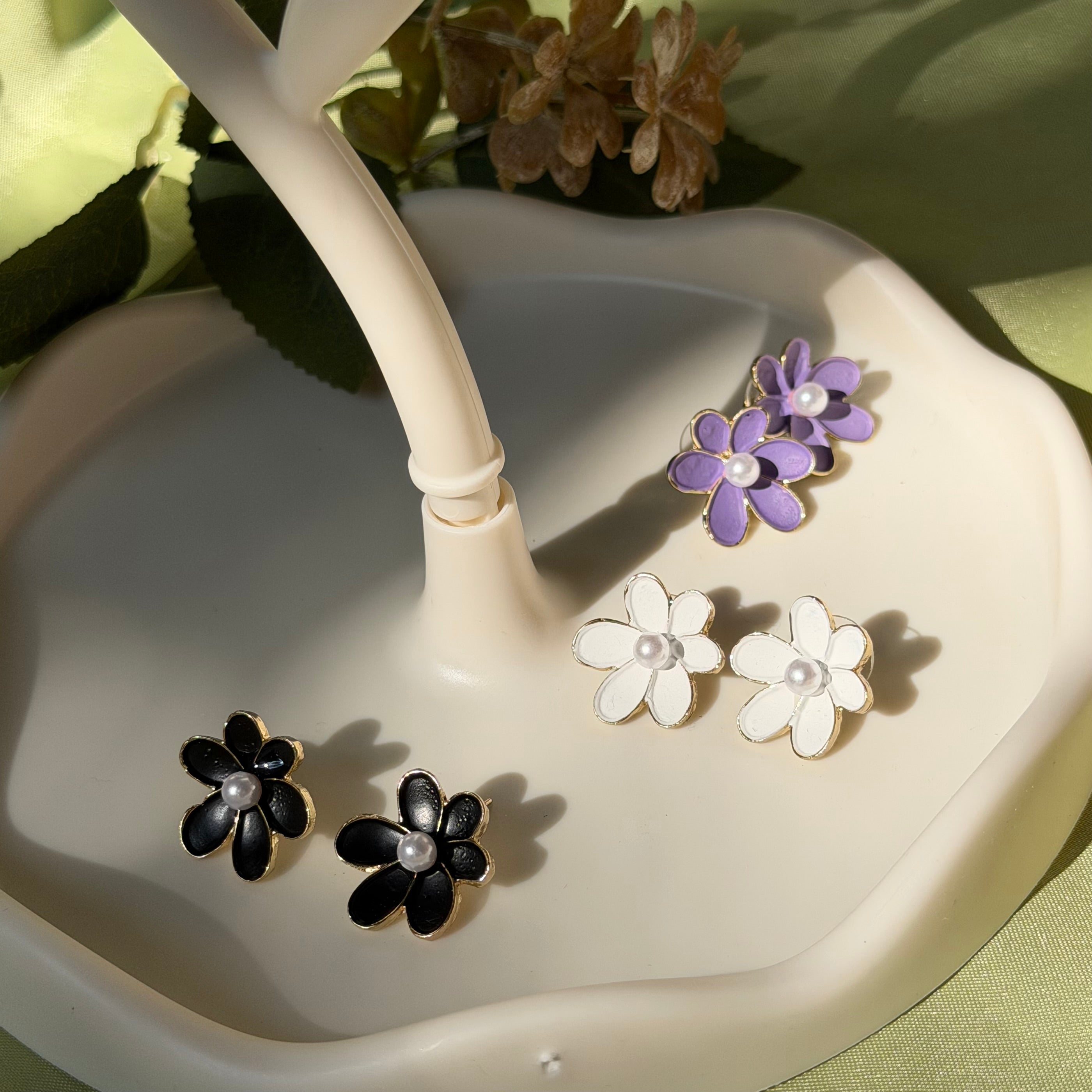 Black Flower Earrings