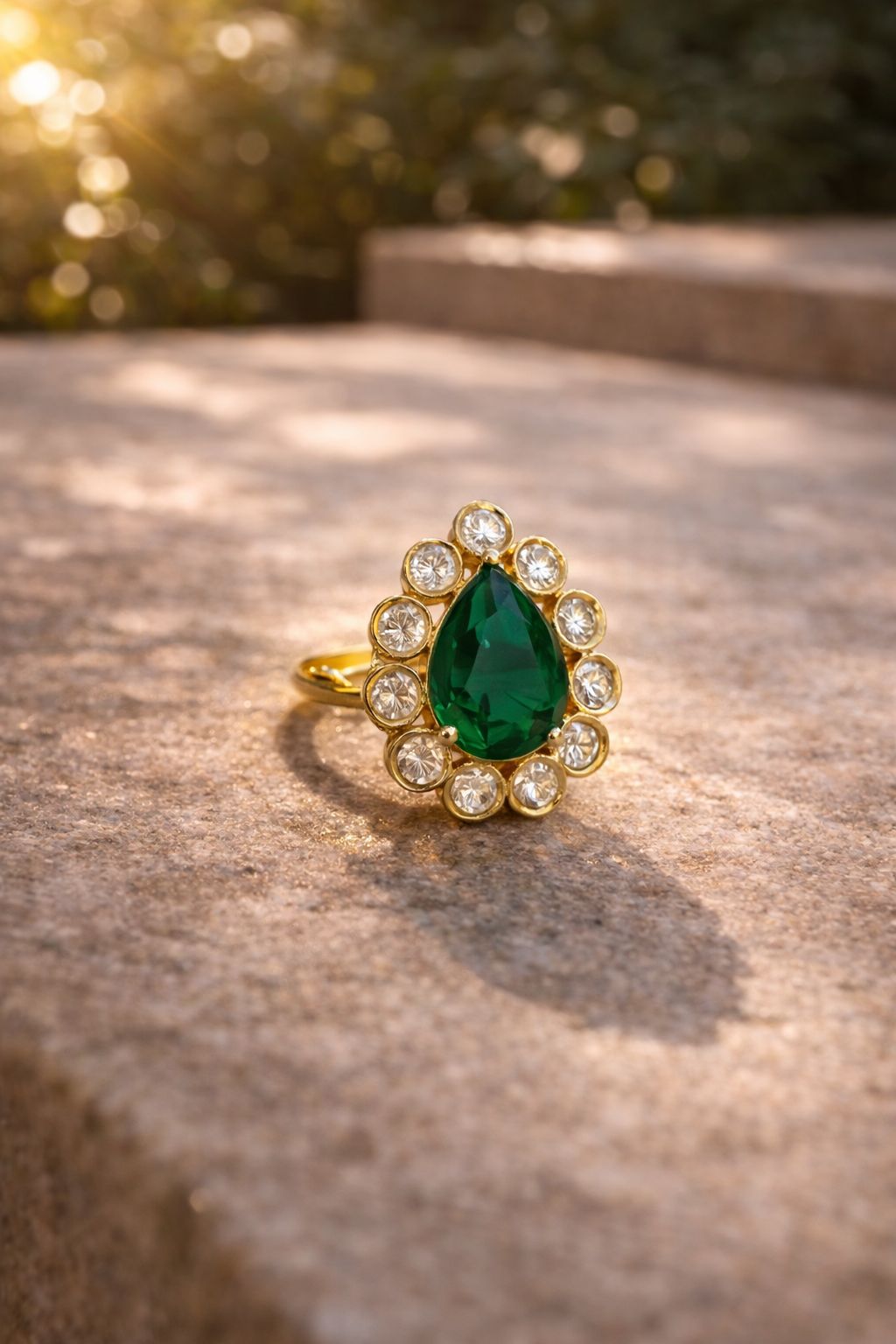 Emerald Halo Ring