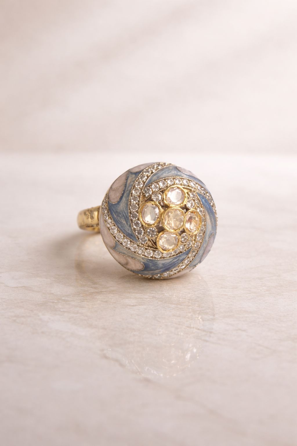 Neel Mod Statement Ring with Blue Stone and Sculpted Design