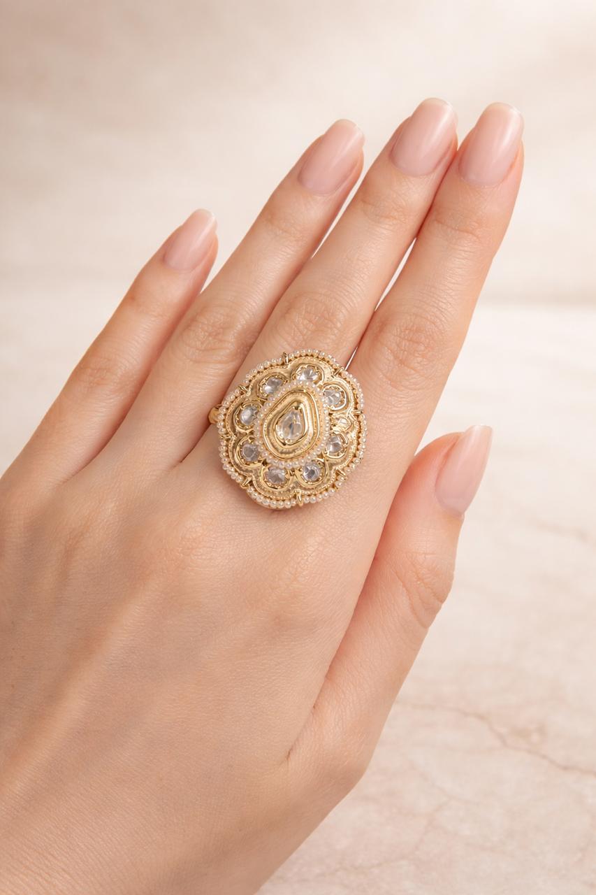 Noore Roshan Statement Ring with Intricate Layered Design