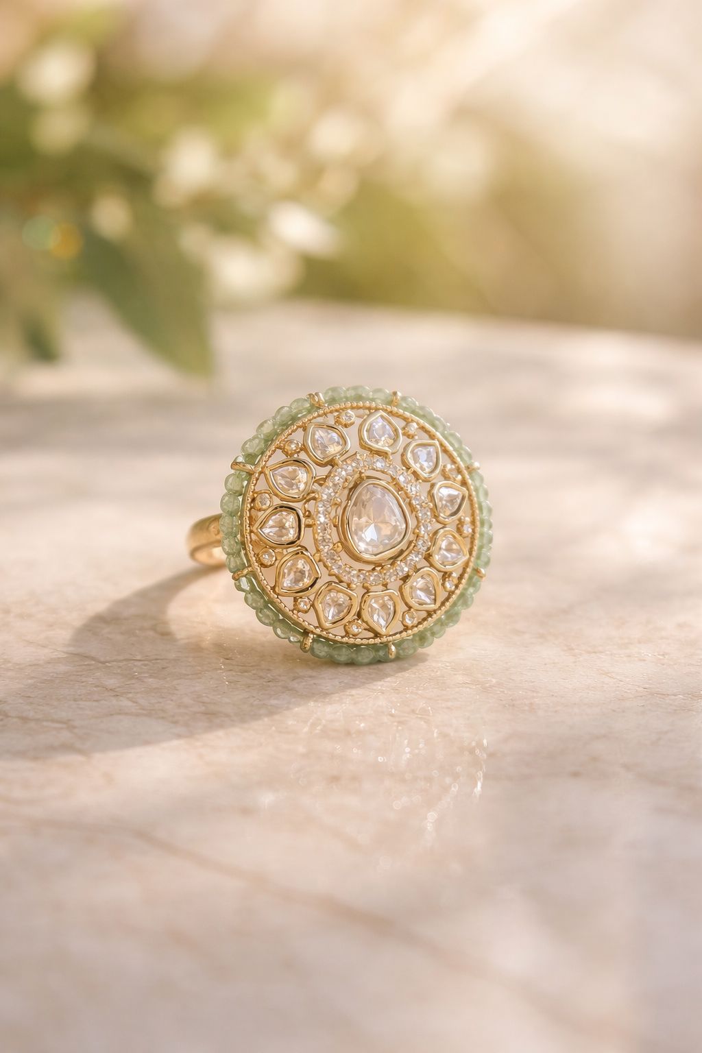 Meher Vritta Statement Ring with Intricate Circular Design