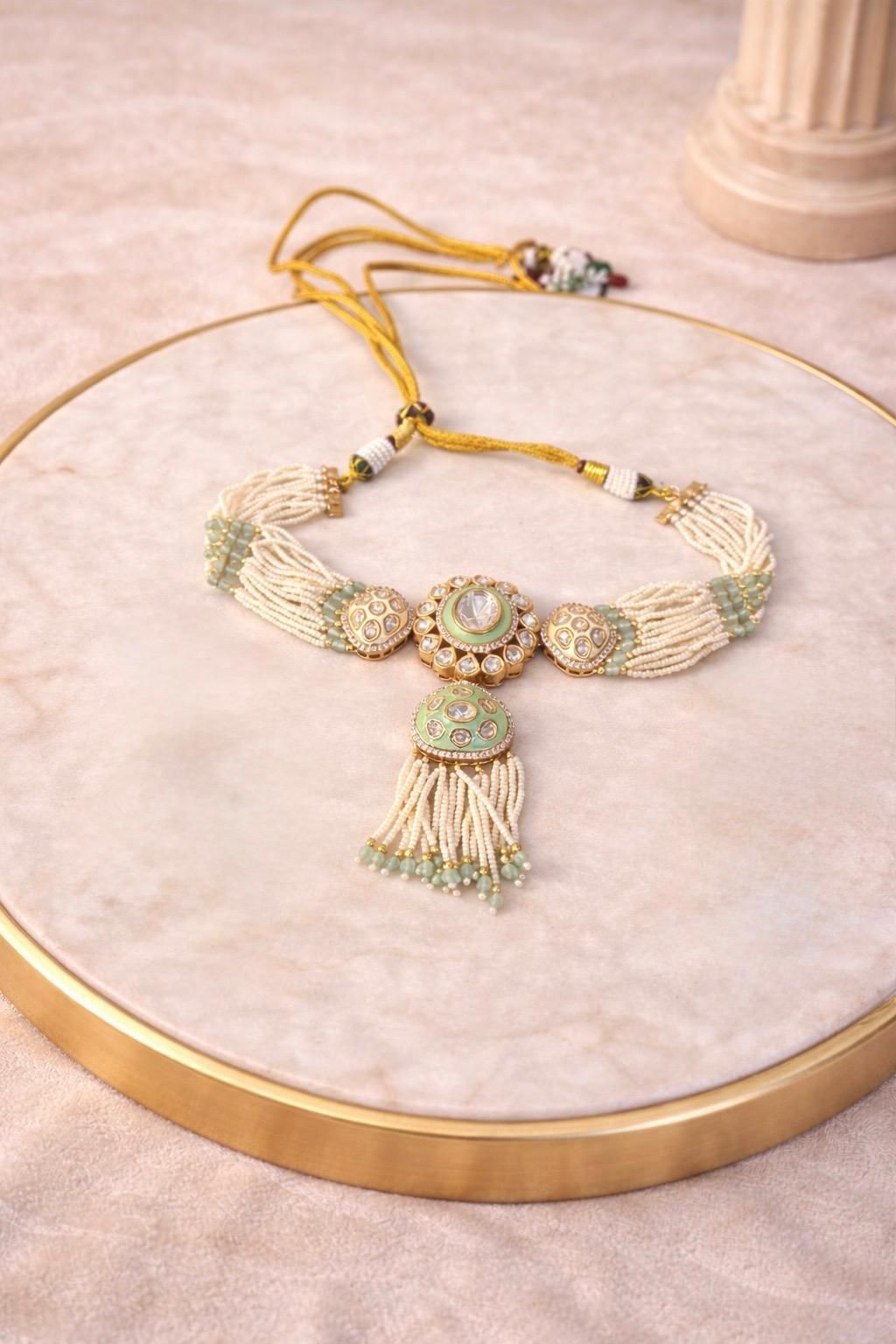 Mint Heirloom Real Gold Finish Kundan Choker Set