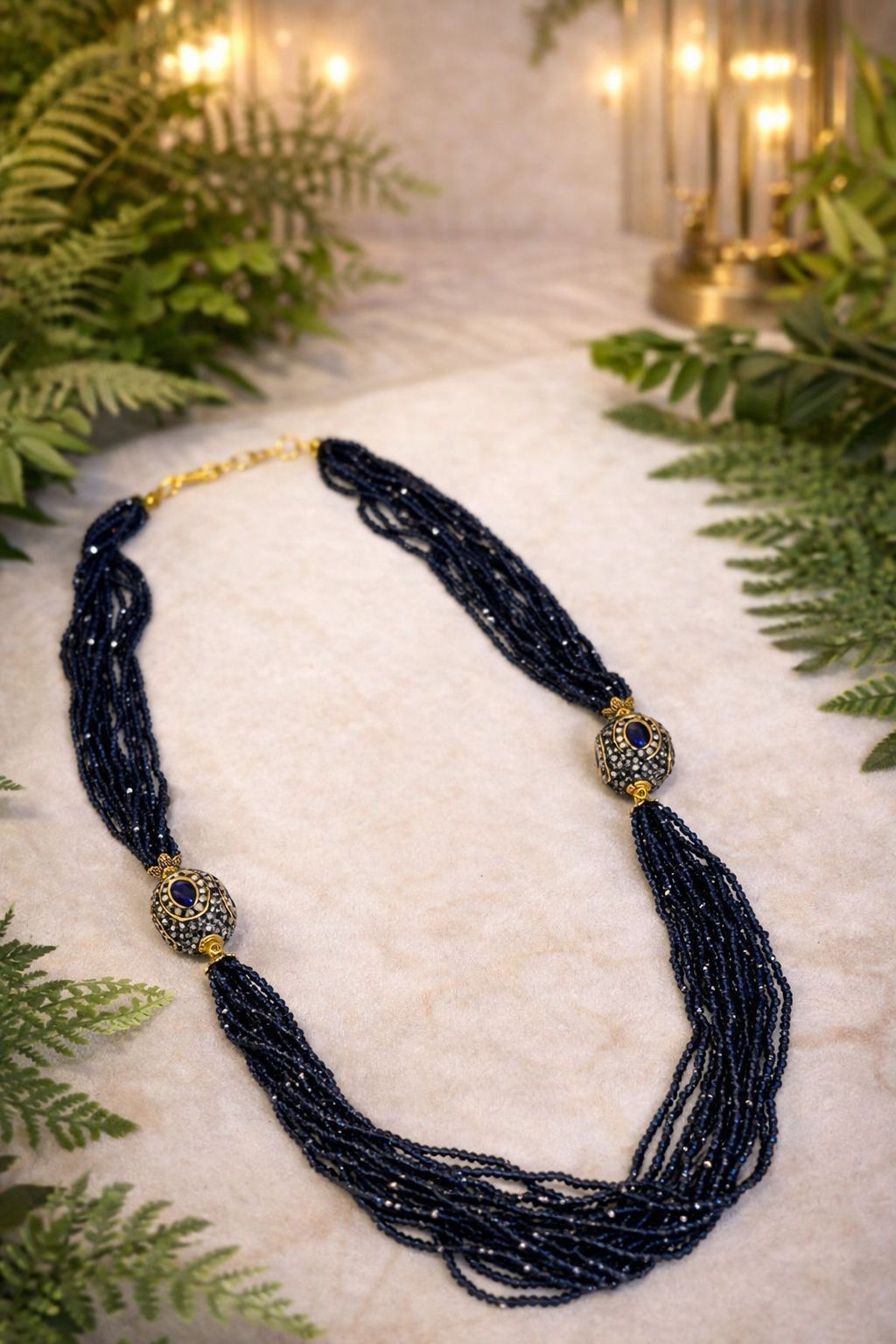 Midnight Sapphire Multi Layer Beaded Necklace