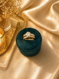Adjustable solitaire bridal ring set with diamond look stacked bands for wedding and engagement wear