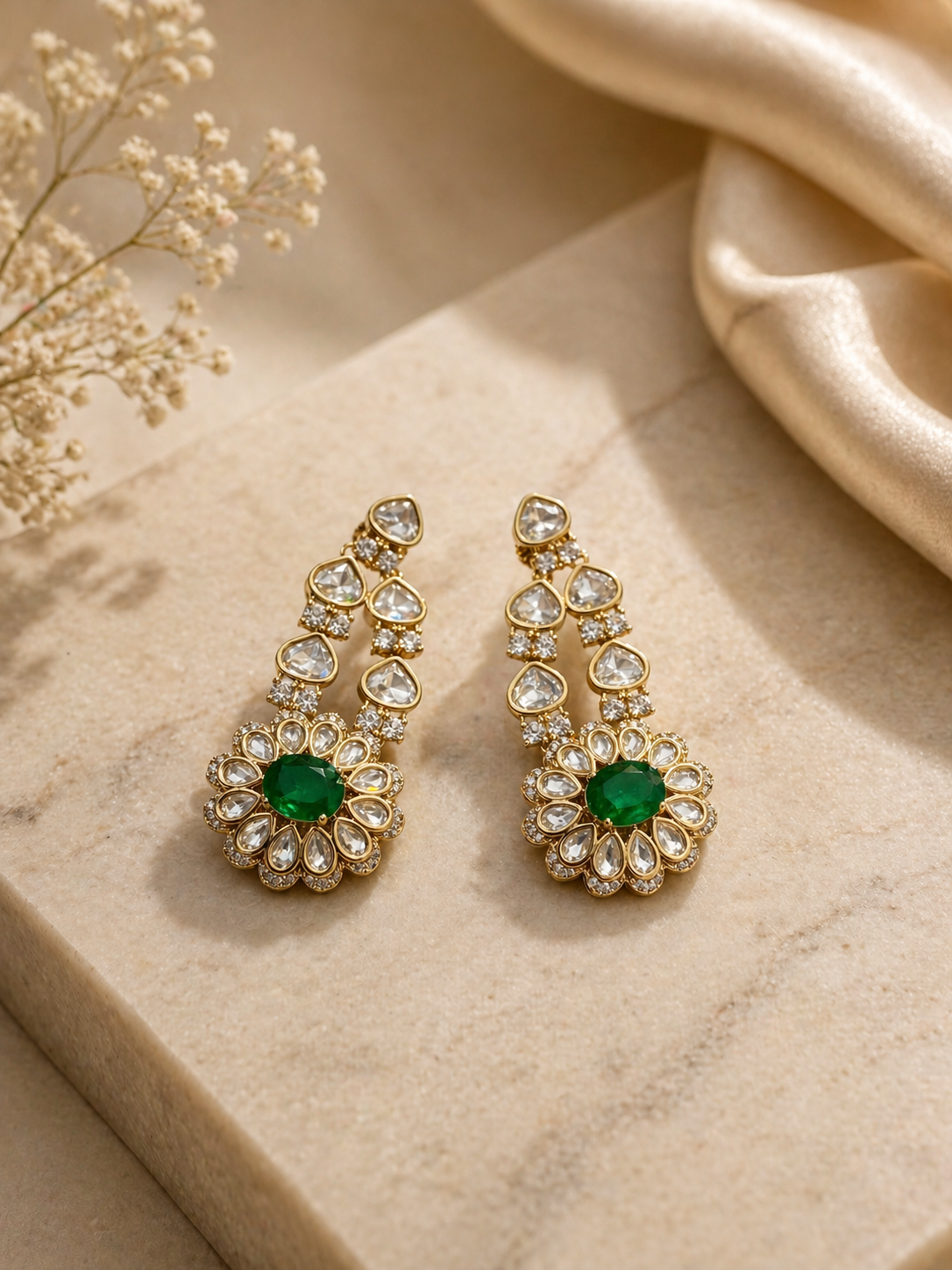 emerald-polki-layered-necklace-set-green-stones
