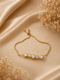 Minimal gold adjustable bracelet with geometric crystal stones and sliding clasp