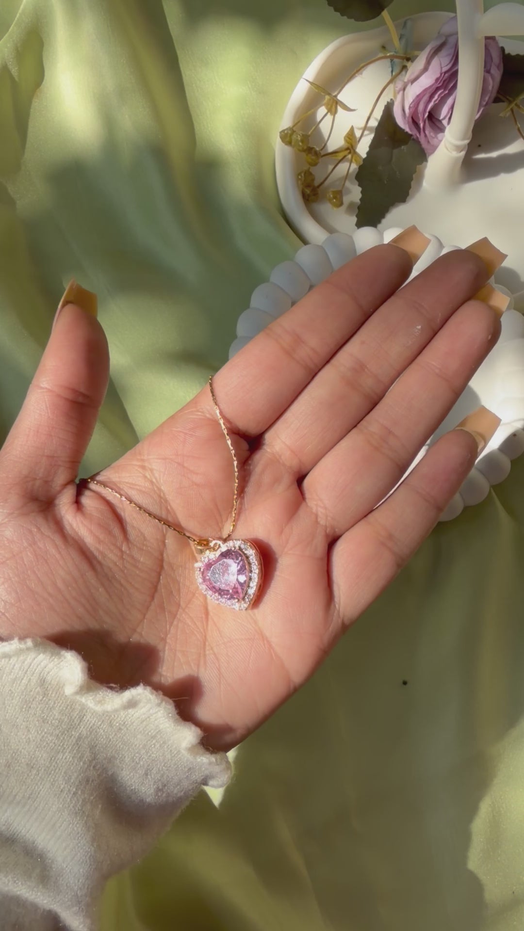 Pink Heart Crystal charm